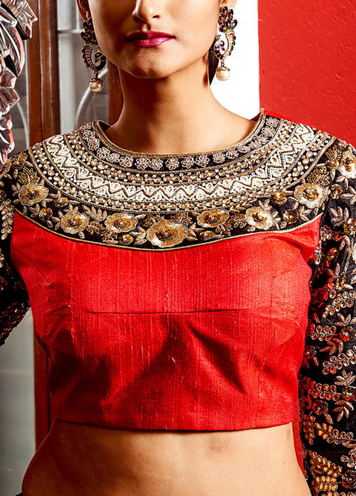 Red Silk Designer Blouse - Indian Silk House Agencies