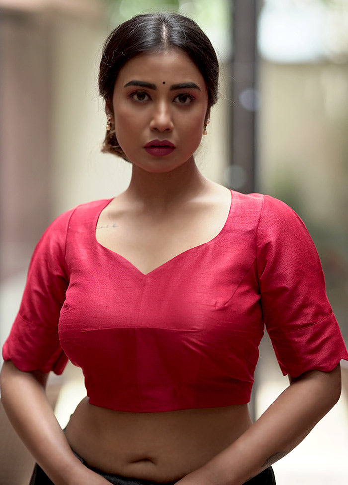 Red Dupion Silk Designer Blouse - Indian Silk House Agencies