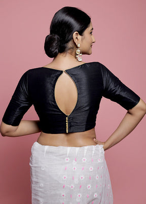 Black Dupion Silk Designer Blouse - Indian Silk House Agencies