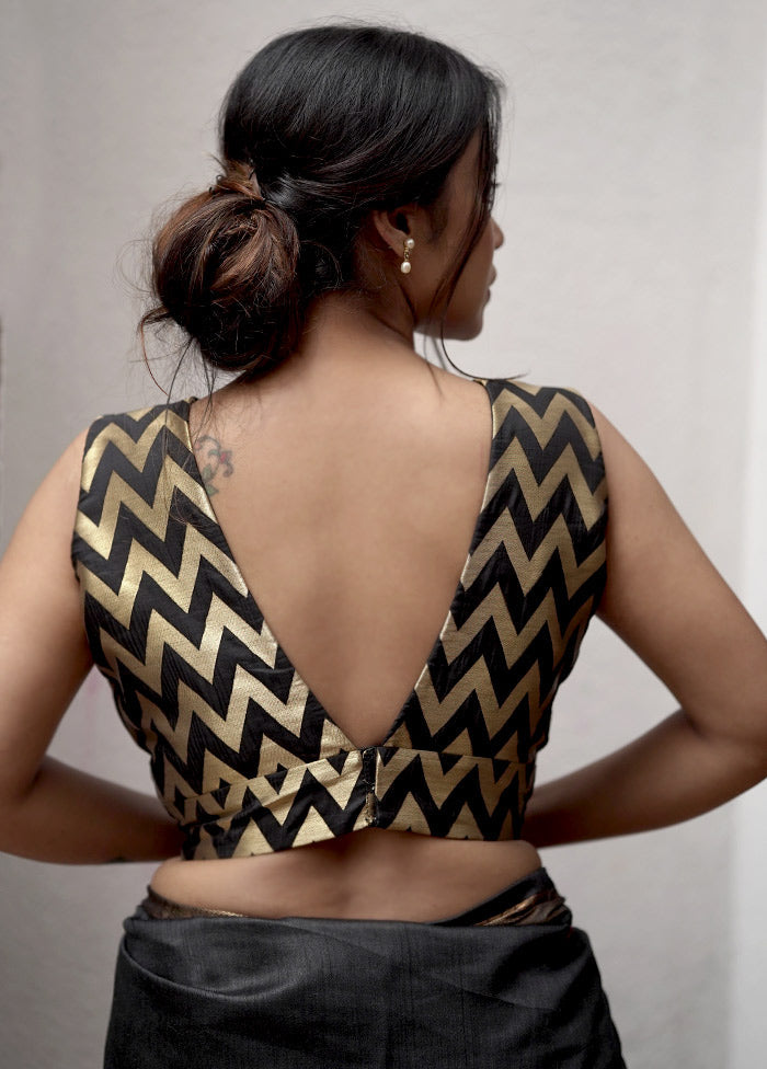 Black Brocade Designer Blouse - Indian Silk House Agencies