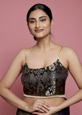 Black Brocade Designer Blouse - Indian Silk House Agencies