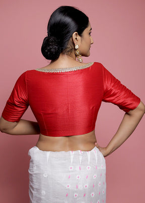 Red Dupion Silk Designer Blouse - Indian Silk House Agencies