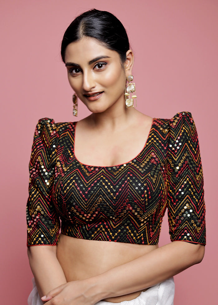 Black Sequin Designer Blouse - Indian Silk House Agencies