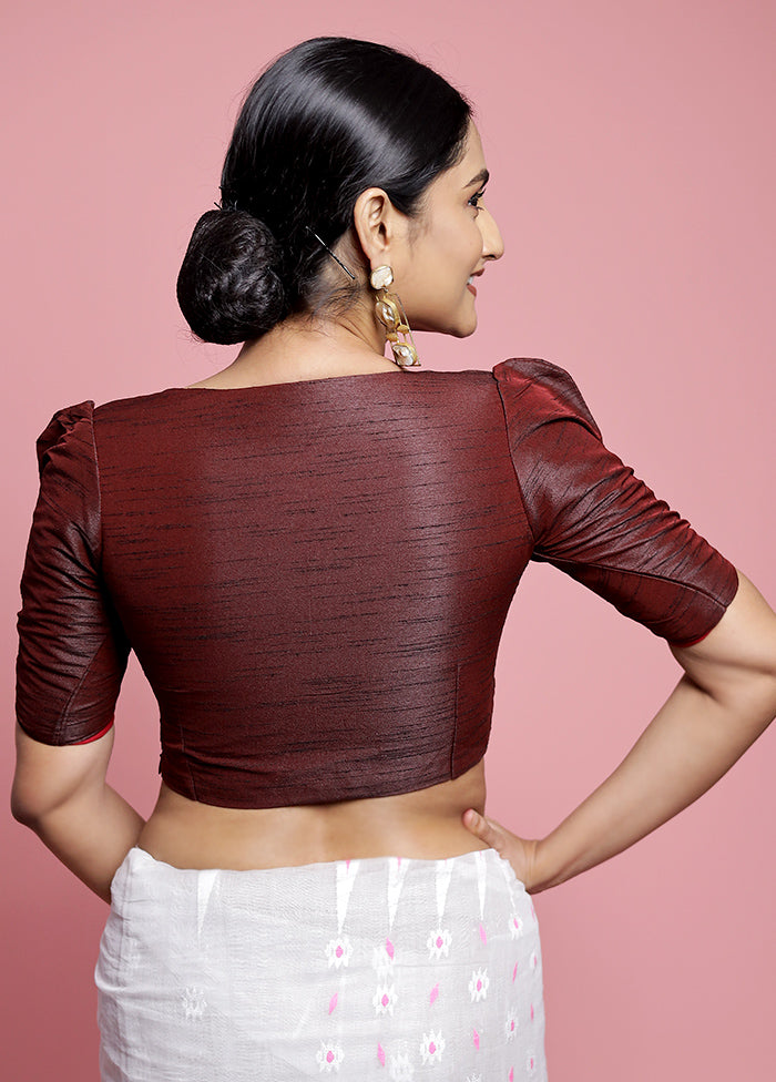 Maroon Dupion Silk Designer Blouse - Indian Silk House Agencies