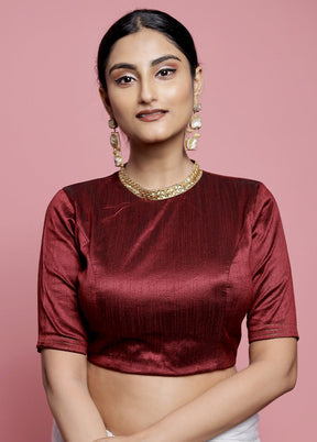 Maroon Dupion Silk Designer Blouse - Indian Silk House Agencies