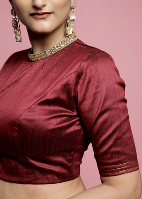 Maroon Dupion Silk Designer Blouse - Indian Silk House Agencies