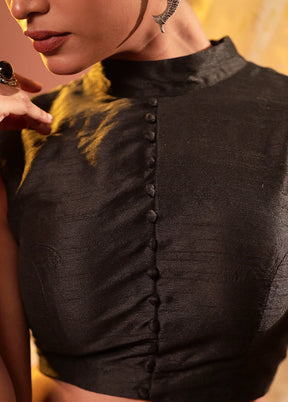 Black Collar Neck Designer Blouse