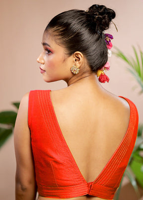 Red Dupion Silk Designer Blouse