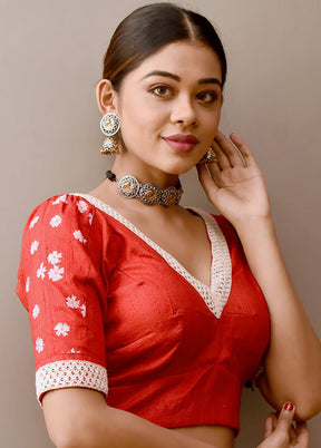 Red Silk Designer Blouse - Indian Silk House Agencies