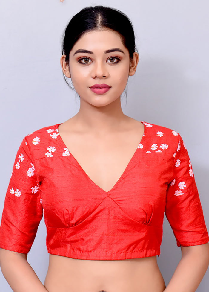 Red Silk Designer Blouse - Indian Silk House Agencies