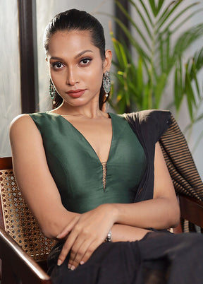 Bottle Green Silk Designer Blouse