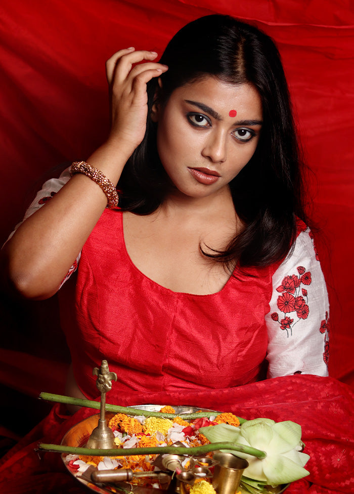 Red Silk Designer Blouse - Indian Silk House Agencies