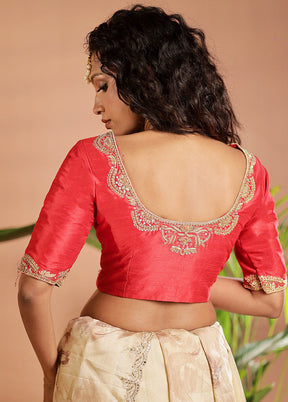 Red Dupion Silk Designer Blouse