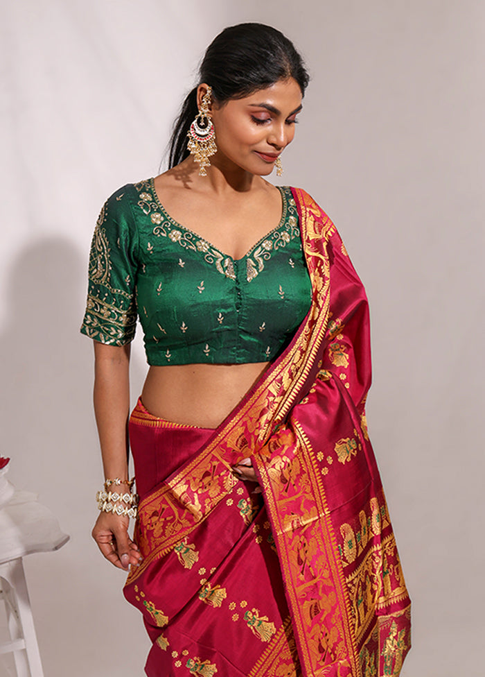 Bottle Green  Sweetheart Neck Designer Blouse