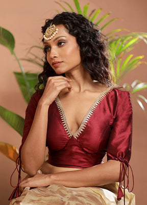 Dark Maroon Silk Designer Blouse