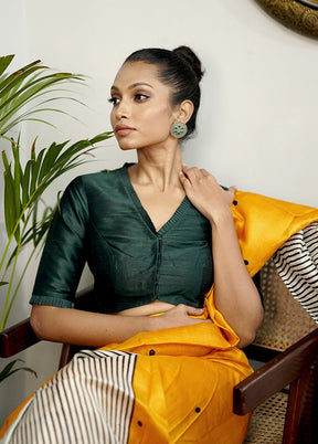 Bottle Green Dupion Silk Designer Blouse