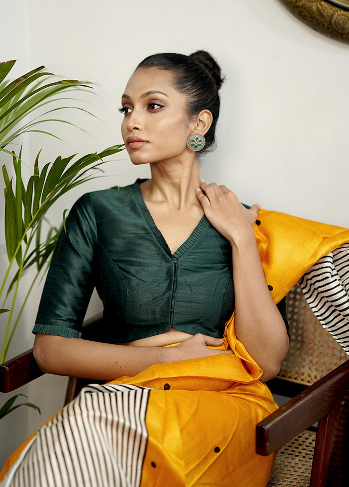 Bottle Green Dupion Silk Designer Blouse