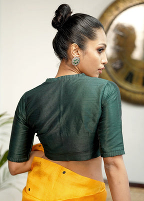 Bottle Green Dupion Silk Designer Blouse