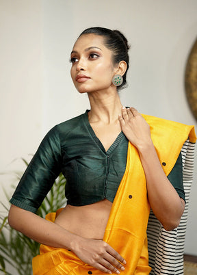 Bottle Green Dupion Silk Designer Blouse