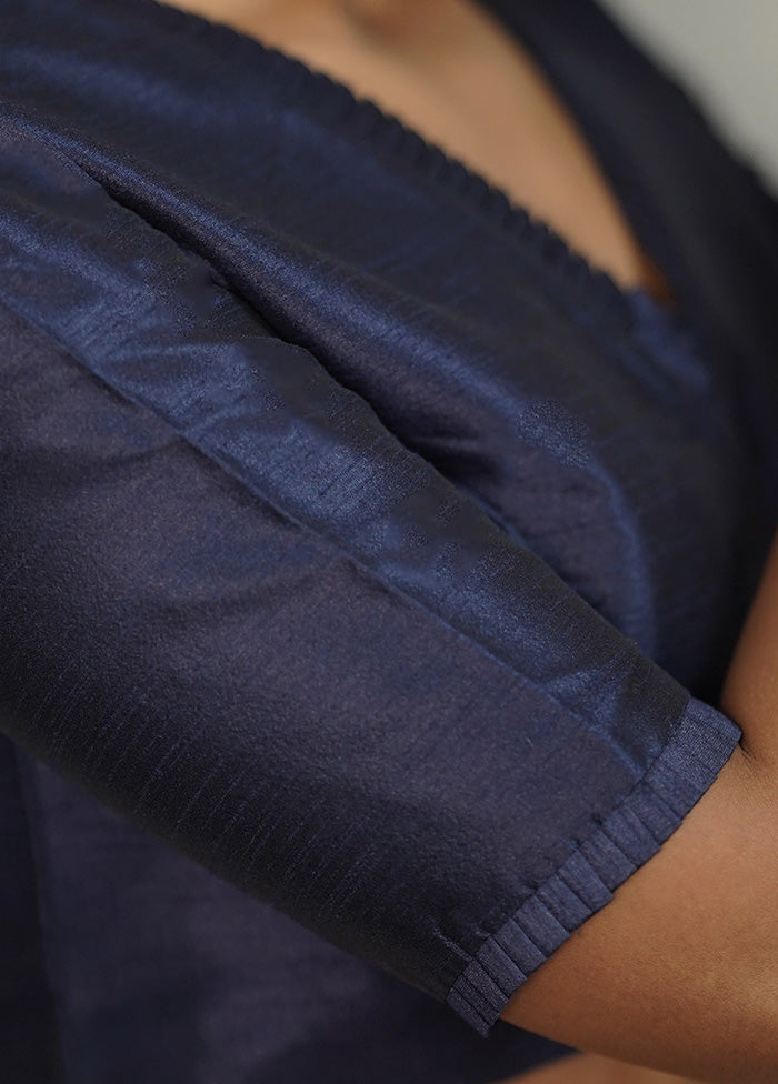 Navy Blue Dupion Silk Designer Blouse