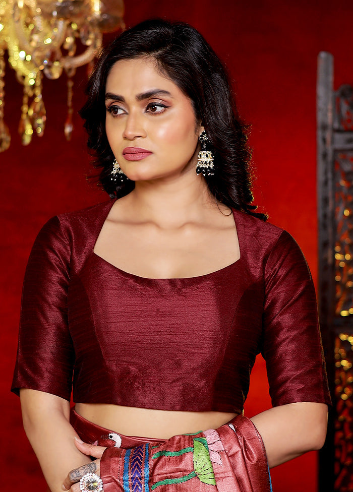Maroon Dupion Silk Designer Blouse - Indian Silk House Agencies