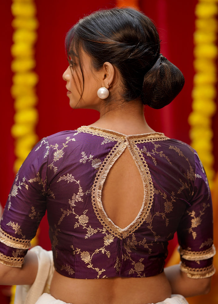 Purple Brocade Designer Blouse - Indian Silk House Agencies