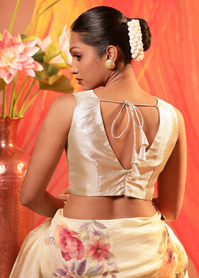 White Gold V Neck Designer Blouse