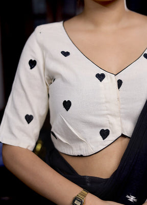 Black Cotton Silk Designer Blouse - Indian Silk House Agencies