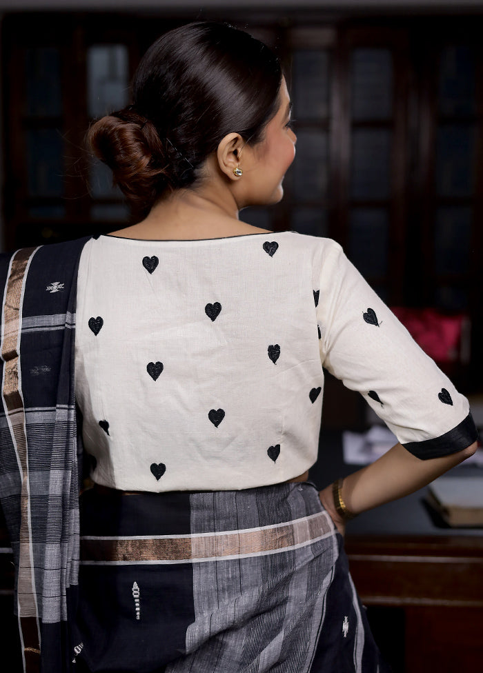 Black Cotton Silk Designer Blouse - Indian Silk House Agencies