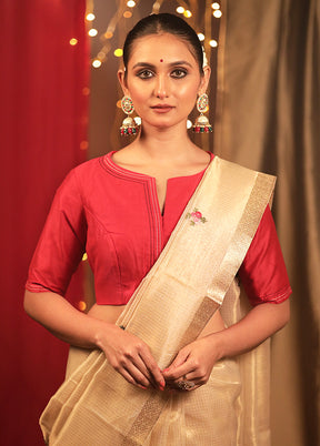 Red Cotton Silk Designer Blouse