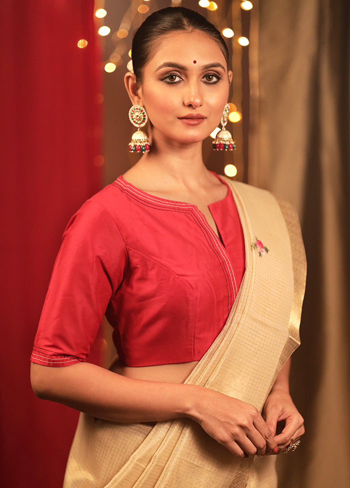 Red Cotton Silk Designer Blouse