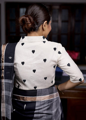 Black Cotton Silk Designer Blouse - Indian Silk House Agencies