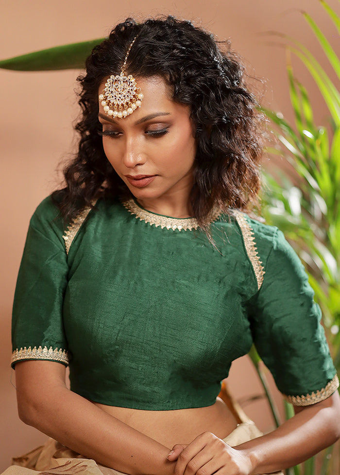 Bottle Green Dola Silk Designer Blouse