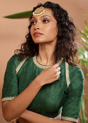 Bottle Green Dola Silk Designer Blouse