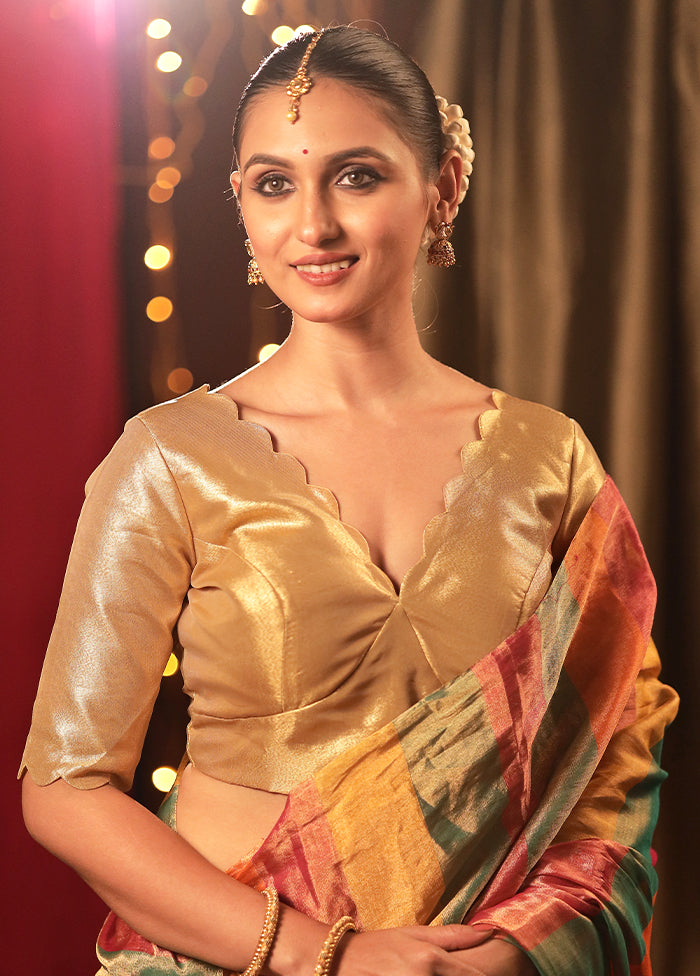 Gold Tissue Designer Blouse