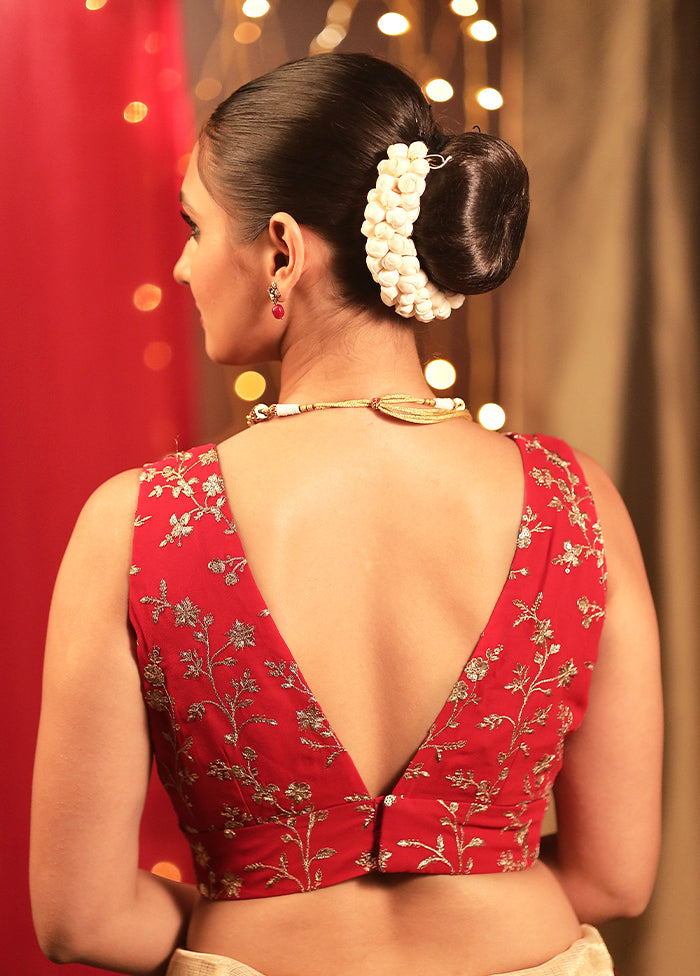 Red Embroidered Designer Blouse