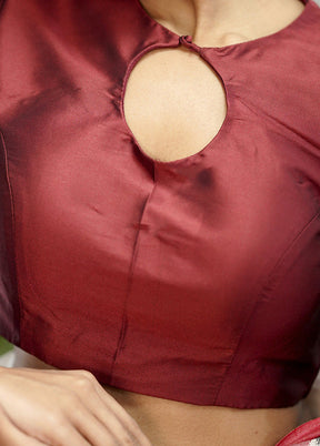 Maroon Blended Silk Designer Blouse