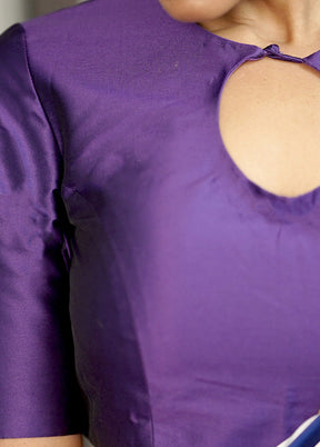 Purple Blended Silk Designer Blouse