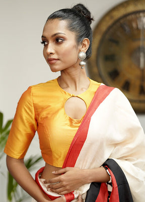 Yellow Blended Silk Designer Blouse