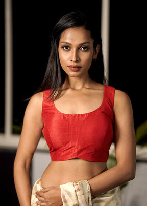 Red Dupion Silk Designer Blouse