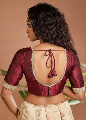 Dark Maroon Silk Designer Blouse