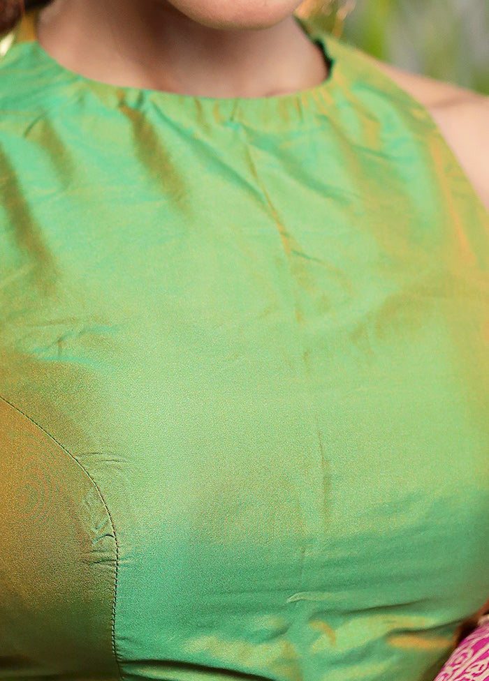 Parrot Green Silk Designer Blouse
