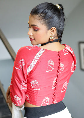Red Cotton Silk Designer Blouse