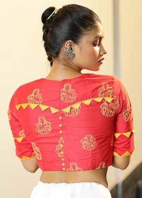 Red Cotton Silk Designer Blouse