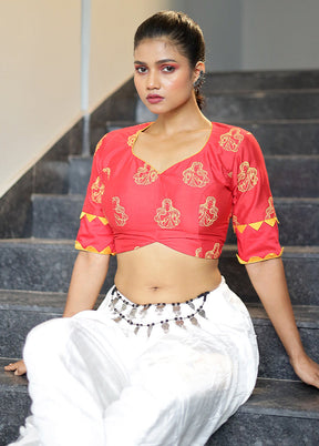 Red Cotton Silk Designer Blouse
