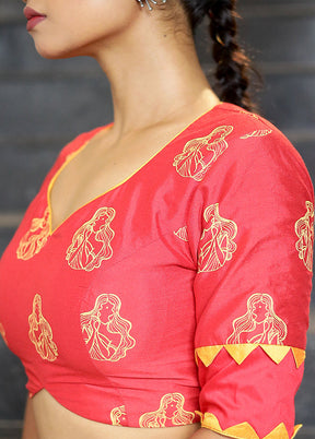 Red Cotton Silk Designer Blouse