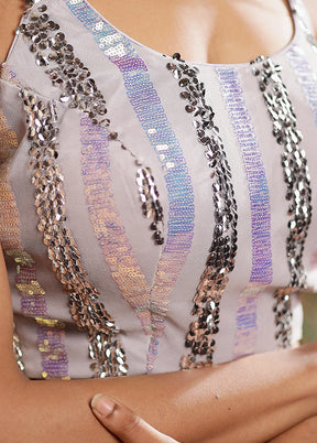 Grey Sequin Designer Blouse