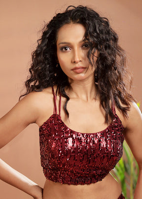 Dark Maroon Sequin Designer Blouse