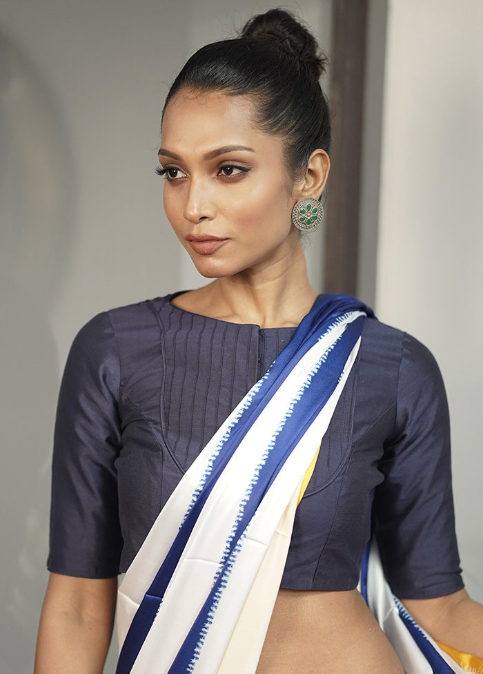 Navy Blue Cotton Silk Designer Blouse