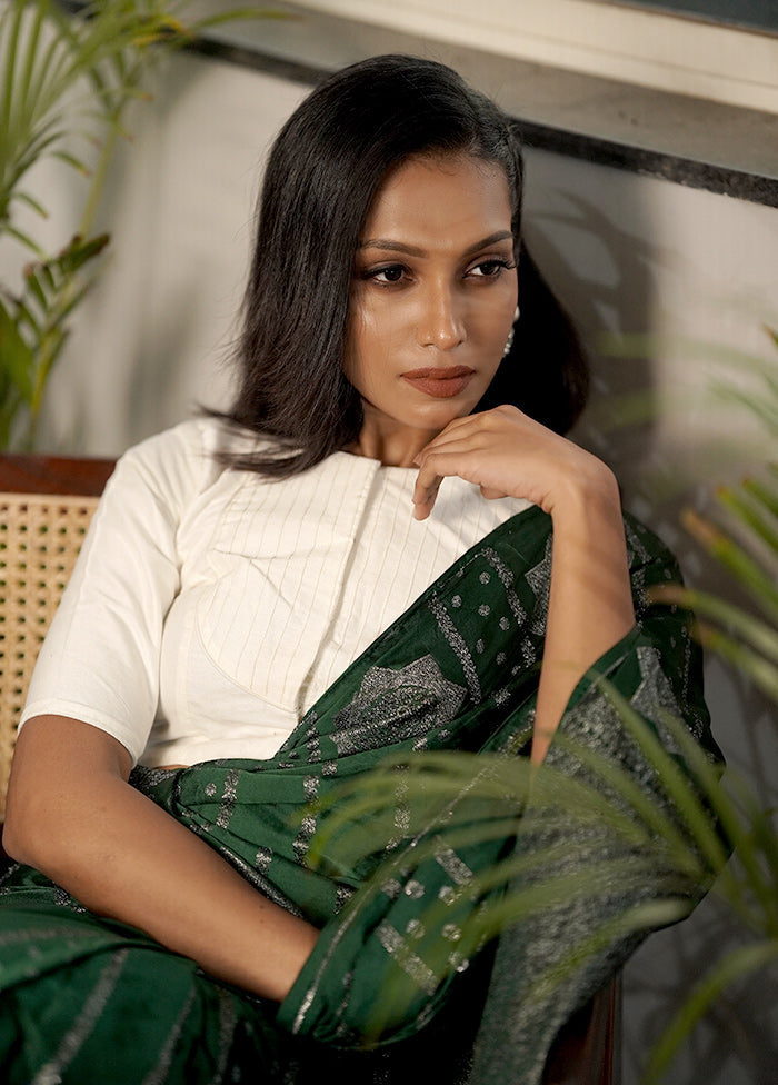 White Cotton Silk Designer Blouse